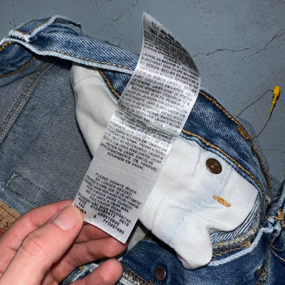 Levis 501 Vintage Y2K XX Straight Leg Jeans Rips Blue Med Wash 33x36 Act 31x31