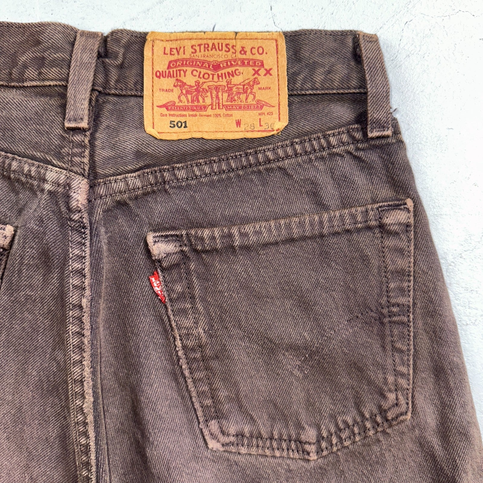 Levis 501 Vintage Y2K 90s XX Straight Leg Jeans Gray Light Wash 28x30 Act 27x28