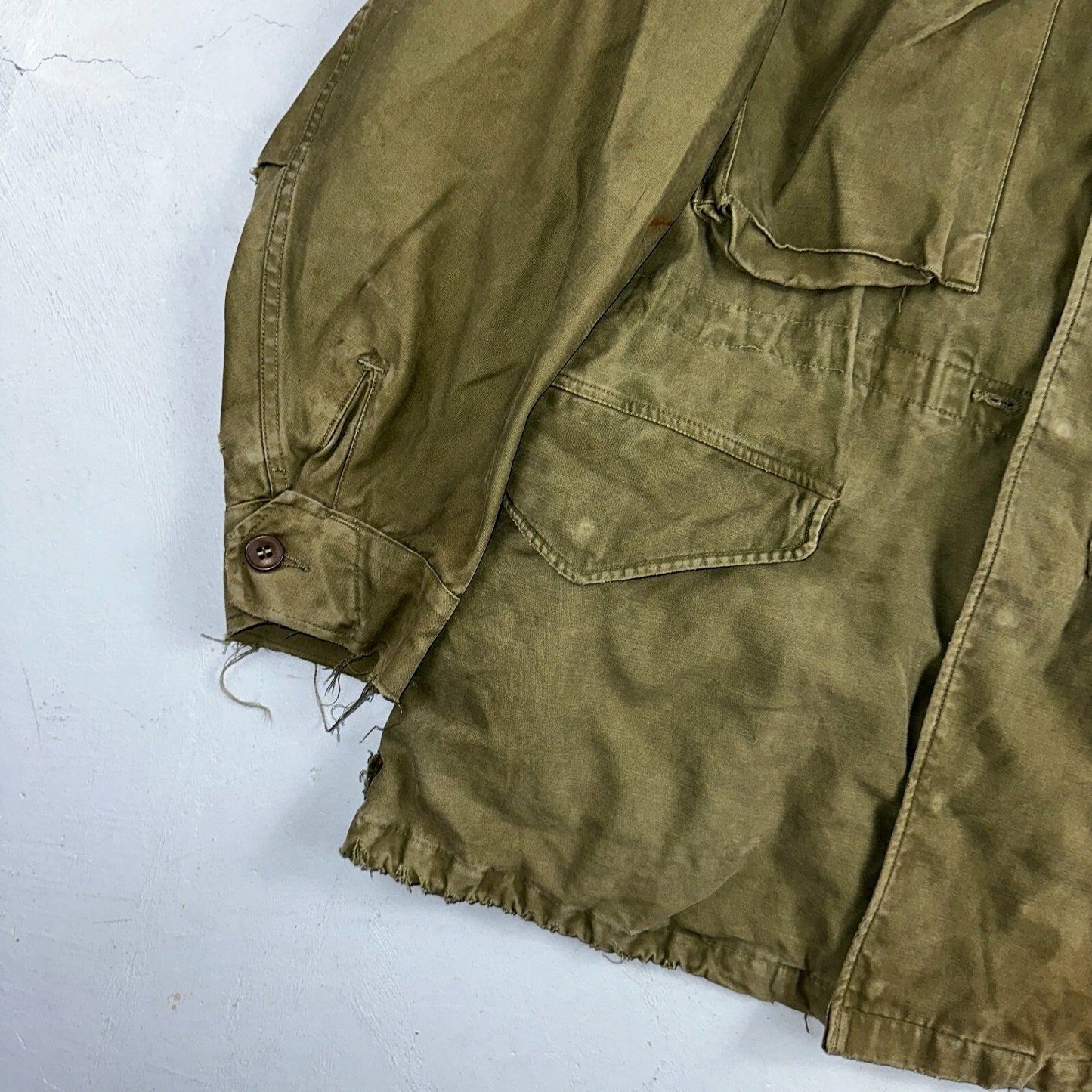 Vintage Military Jacket Green Button Up Vietnam Era 60s 70s M65 M1951 Parka