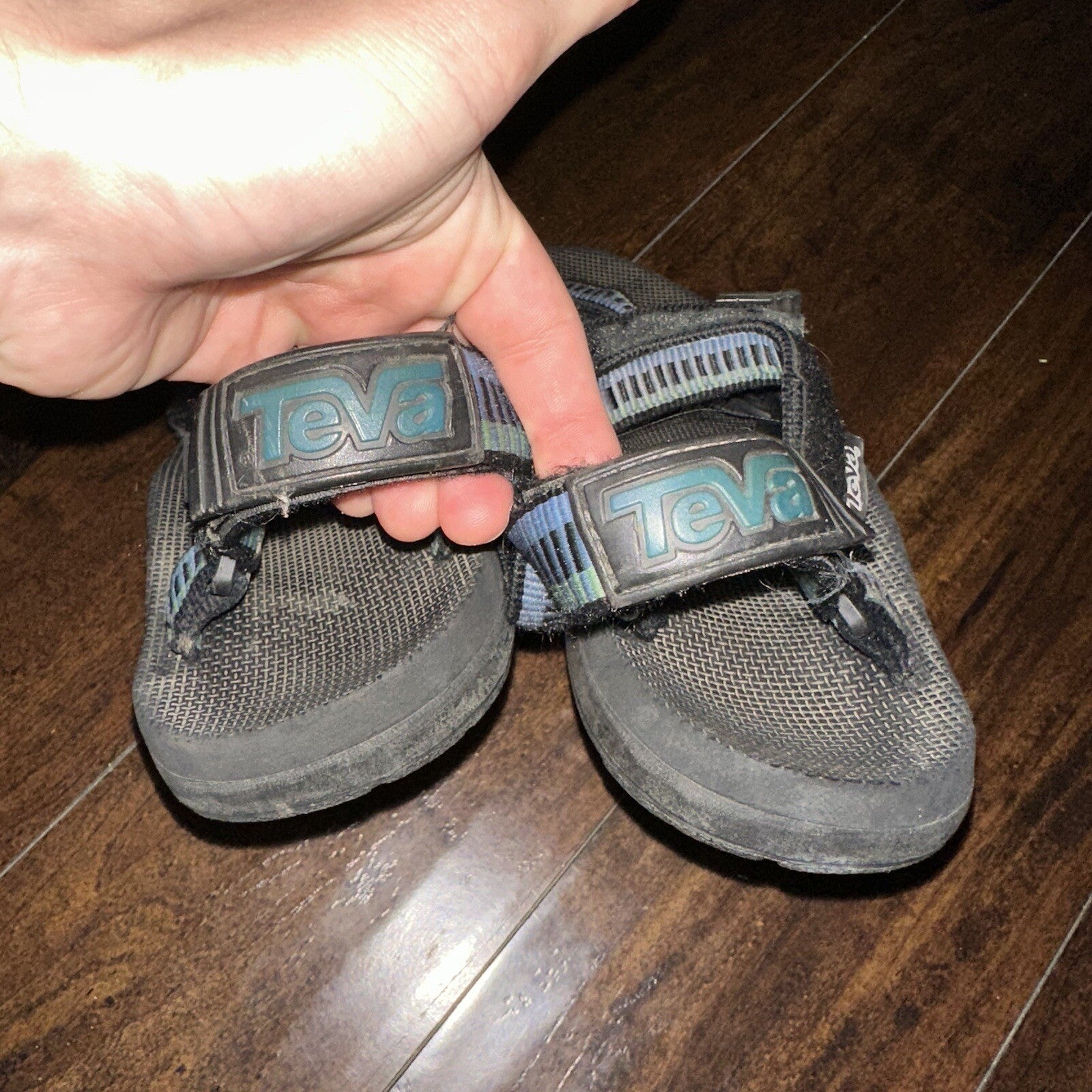 Vintage Teva Hurricane Sandals Mens Size 12 Black Blue Hiking Adjustable USA