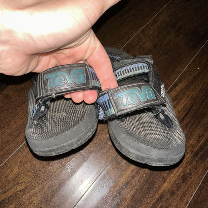 Vintage Teva Hurricane Sandals Mens Size 12 Black Blue Hiking Adjustable USA