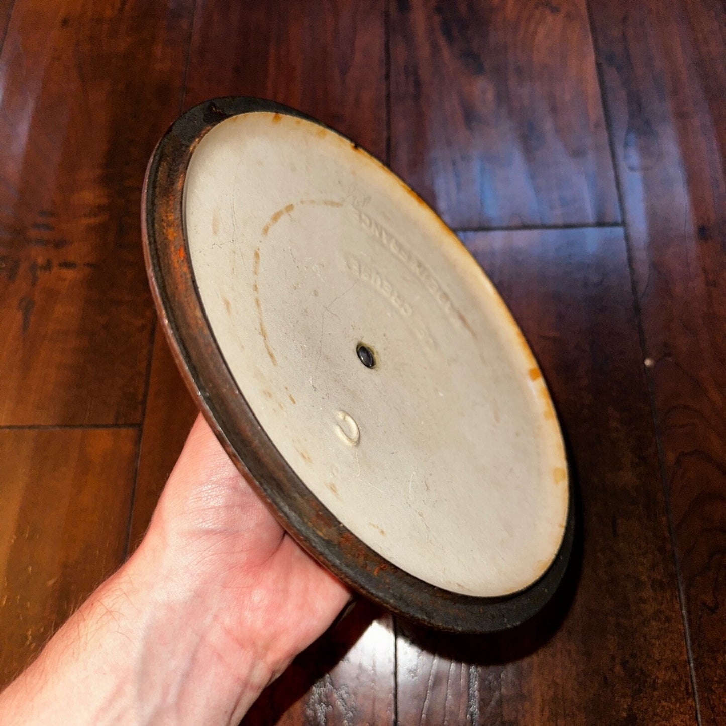 Le Creuset #20 Pan Round Dutch Oven Lid Only France Enamel VTG Pot Brown C