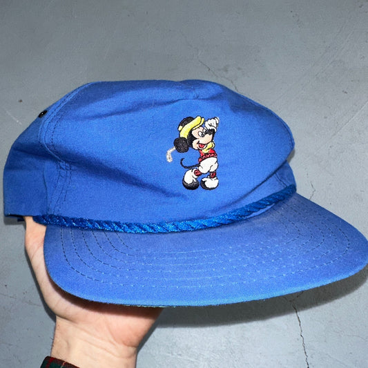 Disney Mickey Mouse Golf Vintage Blue Adjustable Hat Cap Made In The USA 80s