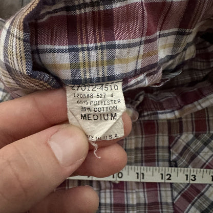 Vintage 70s Levis Mens Shirt M Tapered Fit blue Red Plaid Button Up 80s Big E