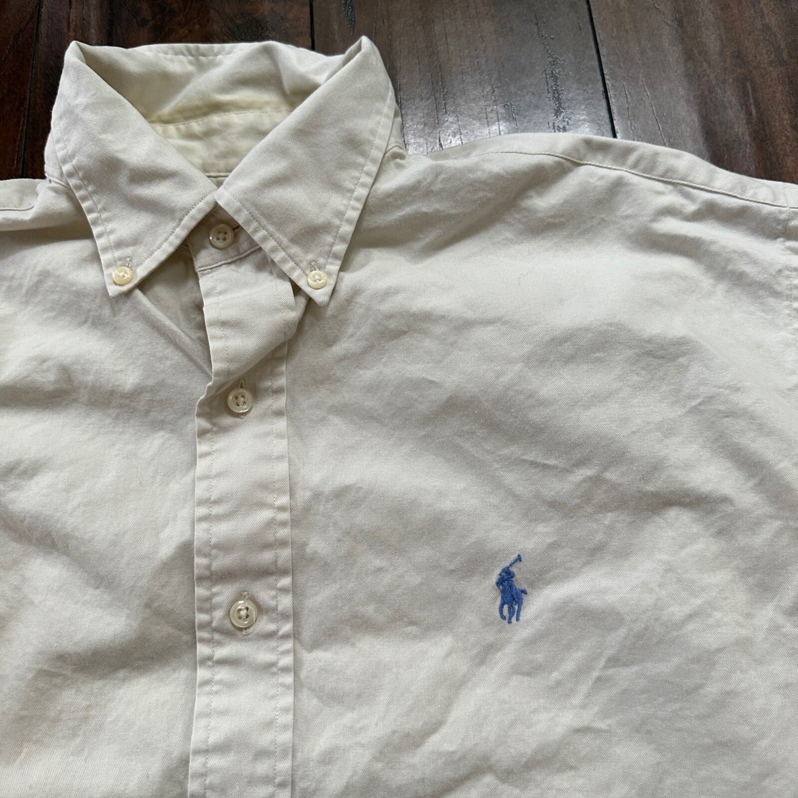 Polo Ralph Lauren Beige Button Down Work Shirt Dress Vtg Up Y2K 90s Western