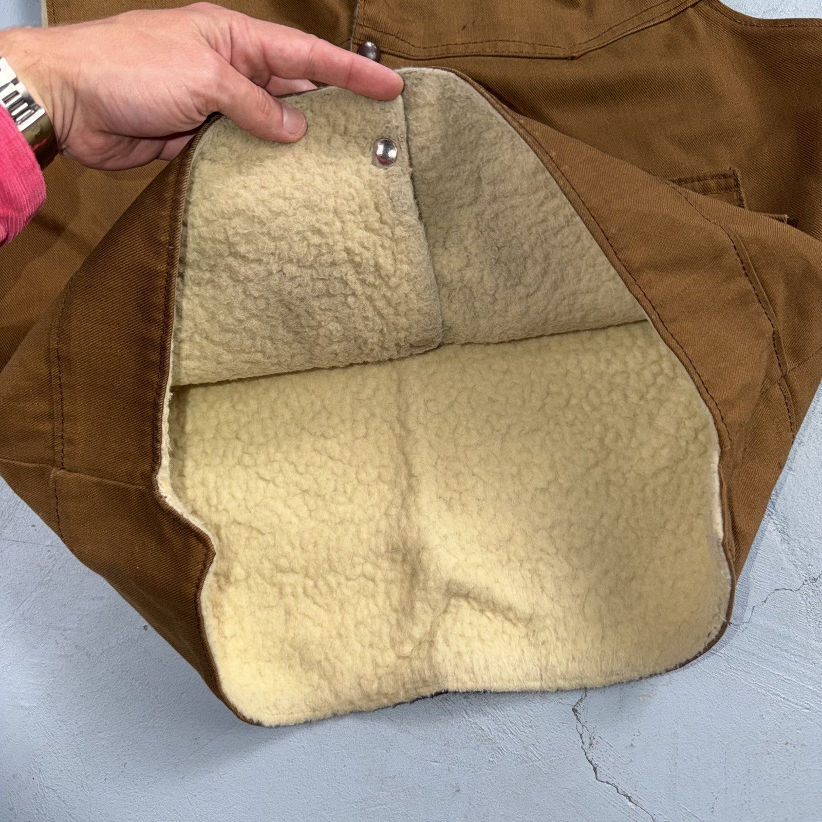 VTG Bay River of San Jose California Sherpa Lined Vest Mens USA Western Cowboy