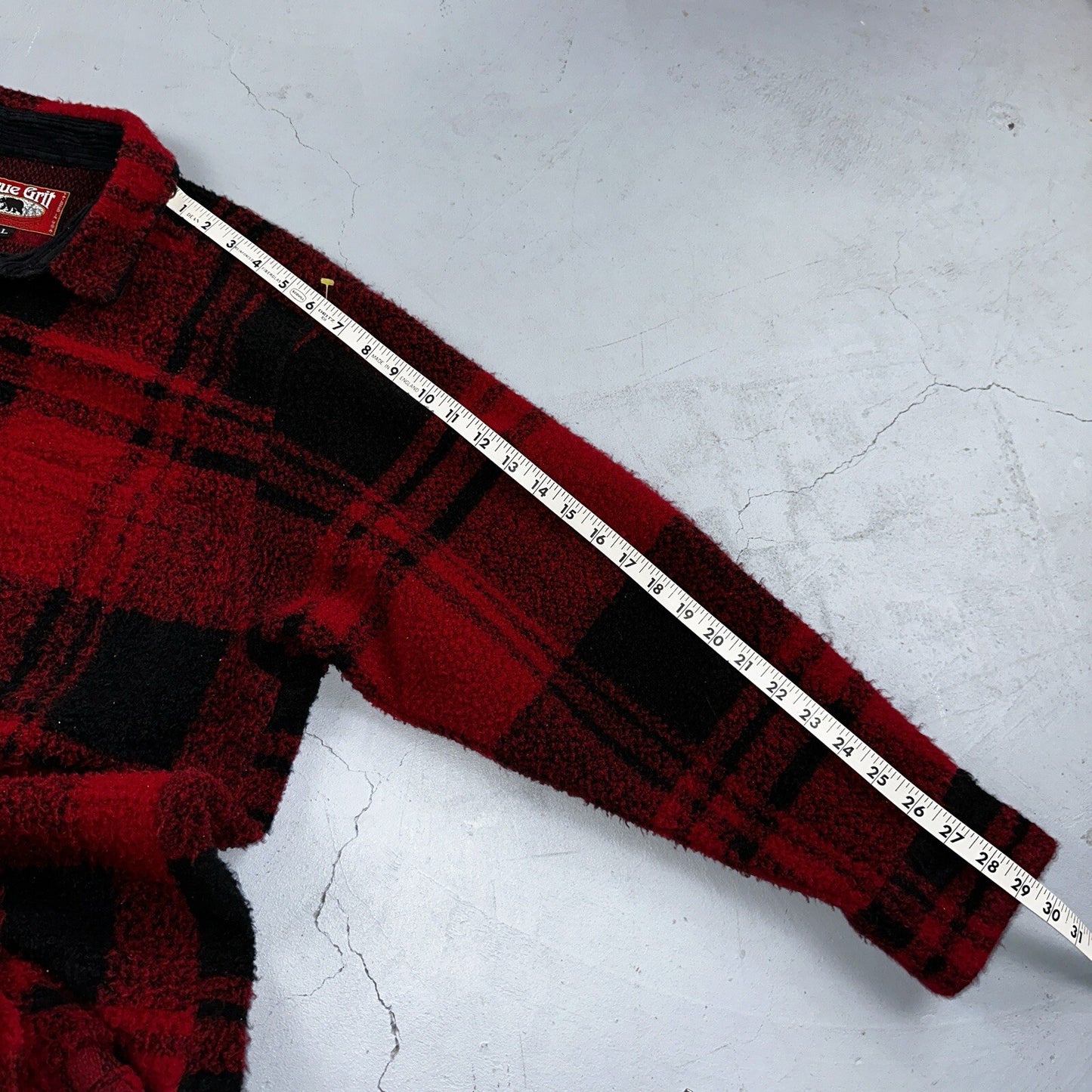 True Grit VTG 80s Made in USA Fleece Jacket Shirt Jacket Plaid Flannel Buffalo