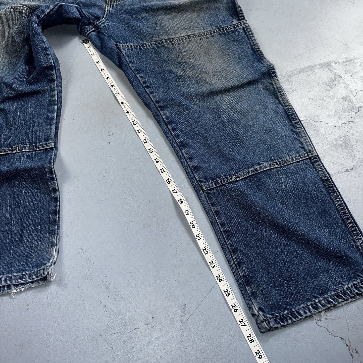 Dickies Double Knee Faded Blue Jeans 40x30  Work Wear Skate Baggy Y2K Wide Leg