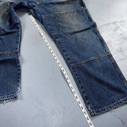 Dickies Double Knee Faded Blue Jeans 40x30  Work Wear Skate Baggy Y2K Wide Leg