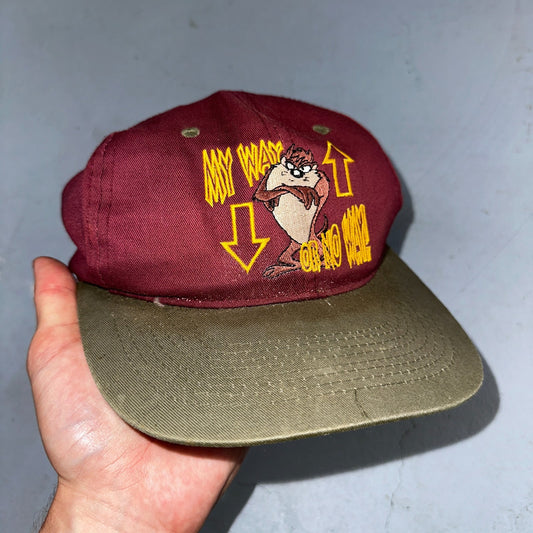 Vintage Taz Looney Tunes Hat My Way or No Way 90s Snapback Cap Warner Bros
