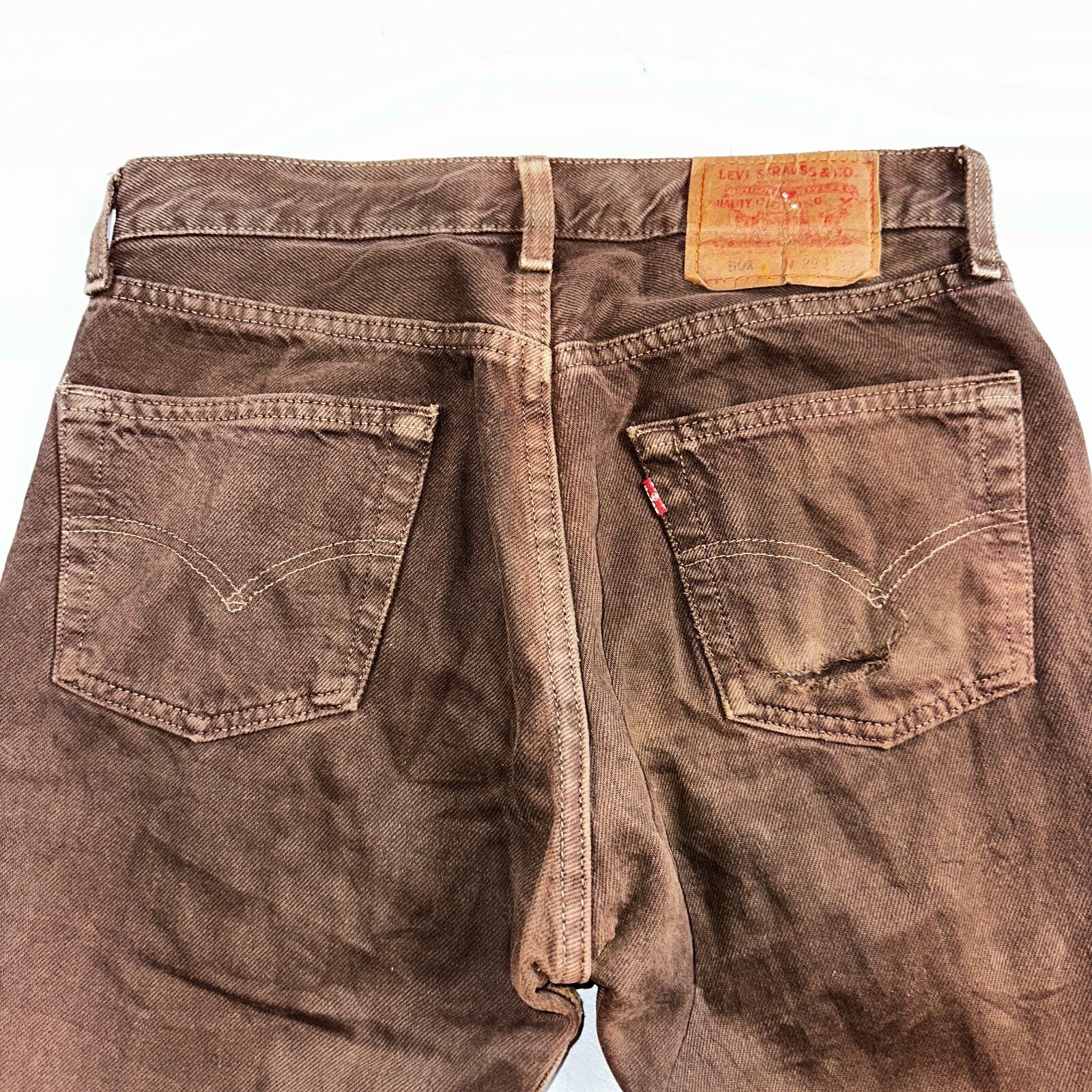 Levis 501 Vintage 90s USA XX Straight Leg Jeans Brown Dark Wash 29x32 Act 29x31