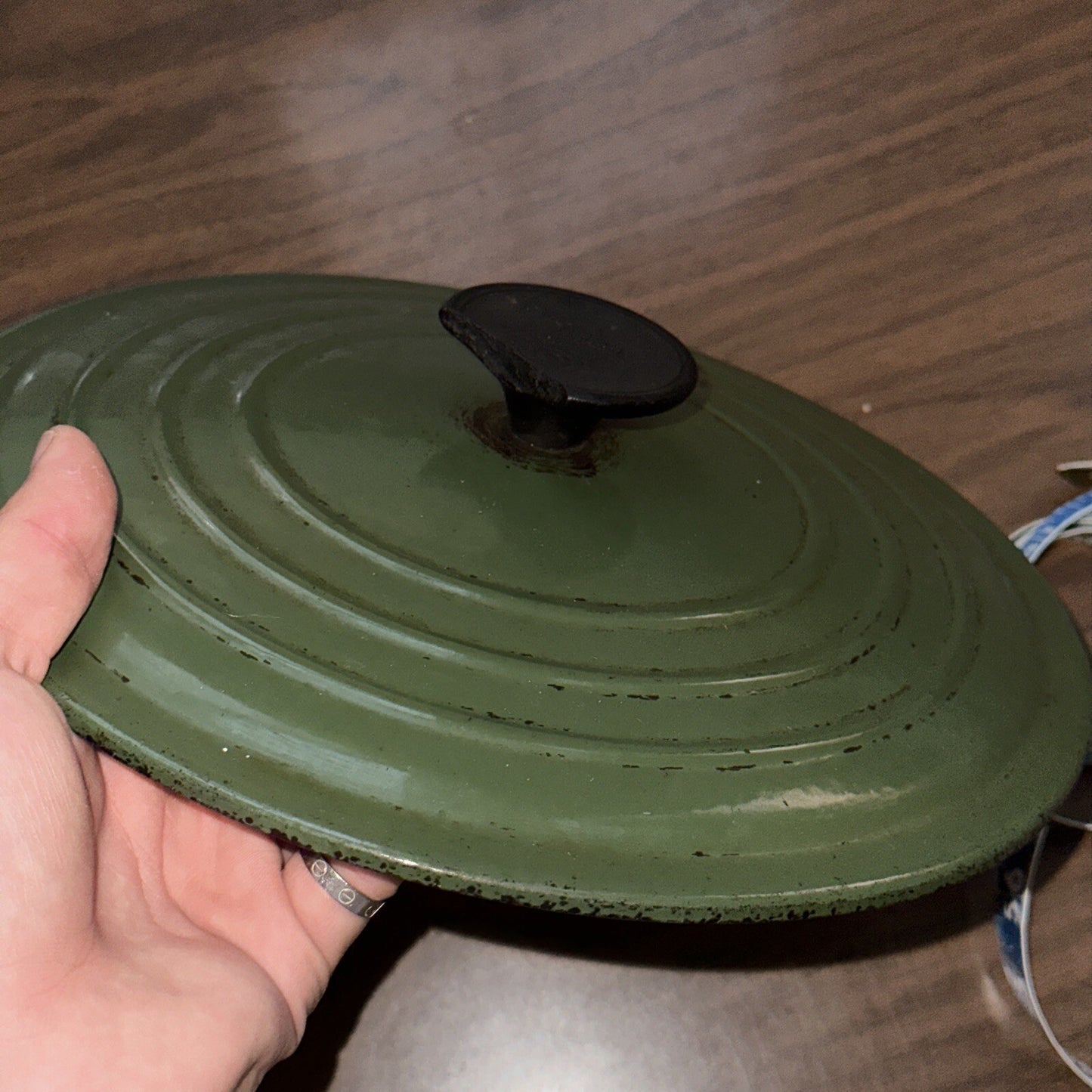 Le Creuset #24 Round Dutch Oven Lid Only France VTG Pot Orange E 4.5 QT Chip