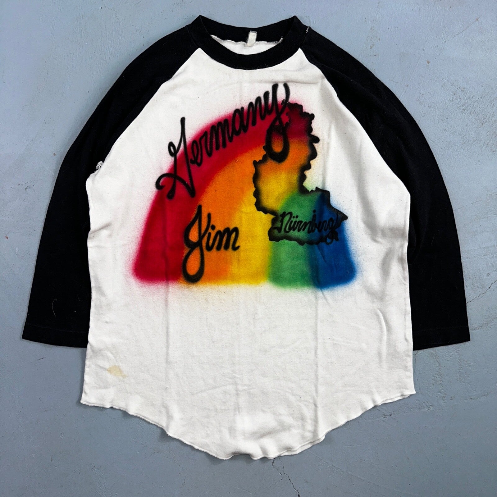 Germany Raglan 80s Rainbow VTG T Shirt Cool Graphic Jim Memory Travel Europe XL
