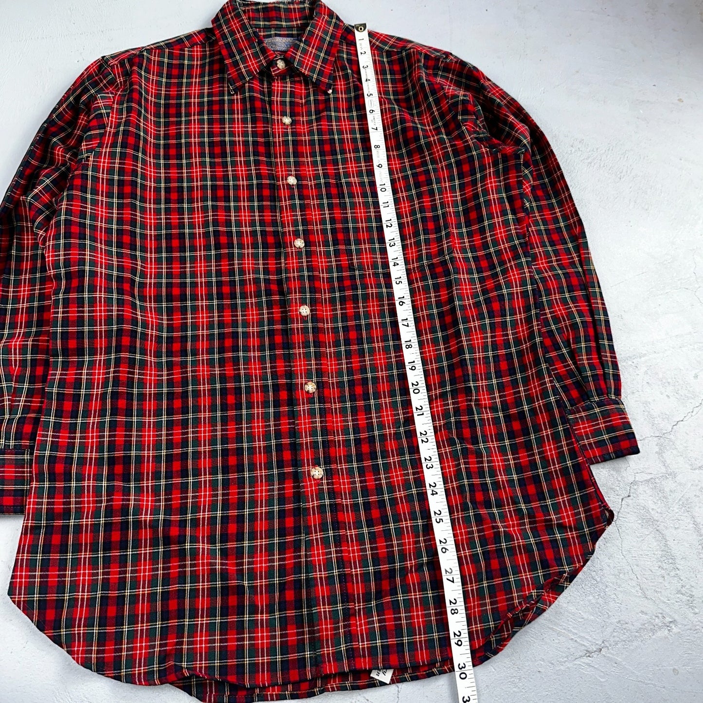 Vintage Pendleton Shirt Mens M Wool Plaid Flannel USA Button 1970s 70s Red