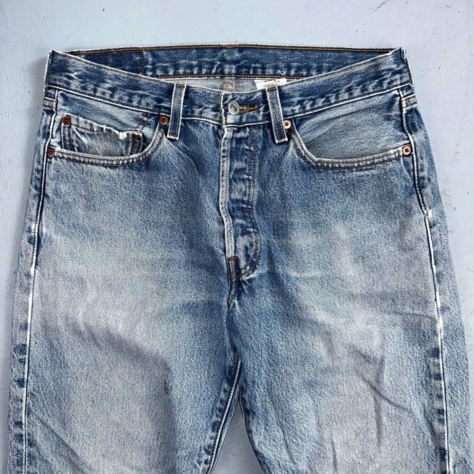Levis 501 Vintage Y2K 90s XX Straight Leg Jeans Blue Light Wash 33x34 Act 30x31