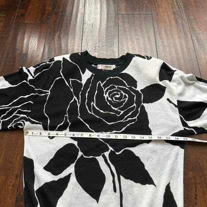 Vintage Hartsville women's Small Rose Pattern Long sleeve 80s S Fishtail Dress