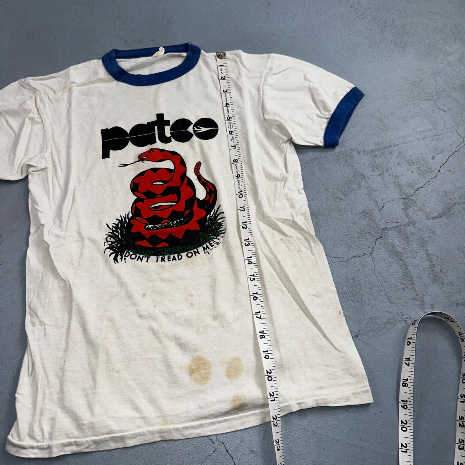 Patco Snake Ringer VTG T Shirt 80s Tread On Me Rockabilly White Band Rock Grunge