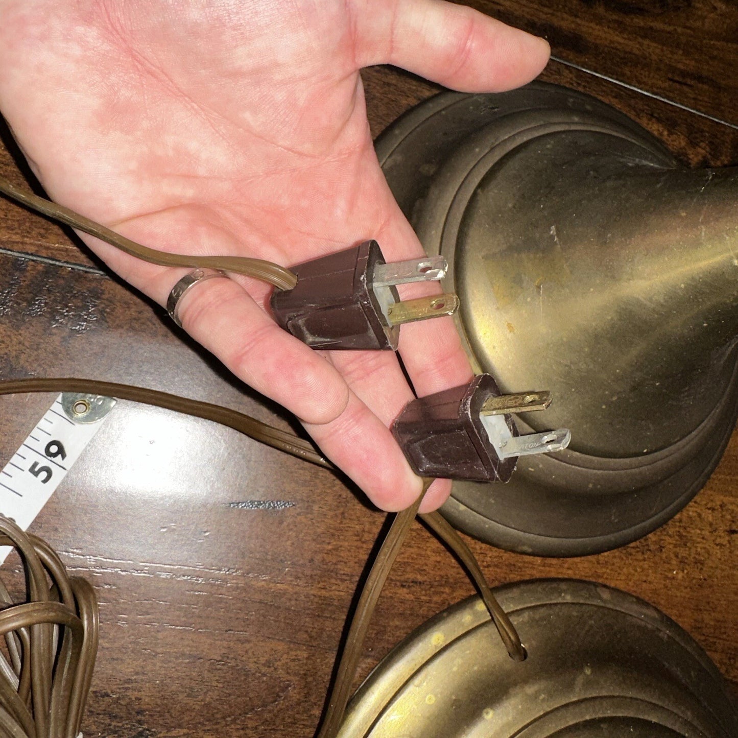 Pair 1986 CHAPMAN Tall Brass Horn Shaped Lamps 1985 Vintage MCM Design Nelson