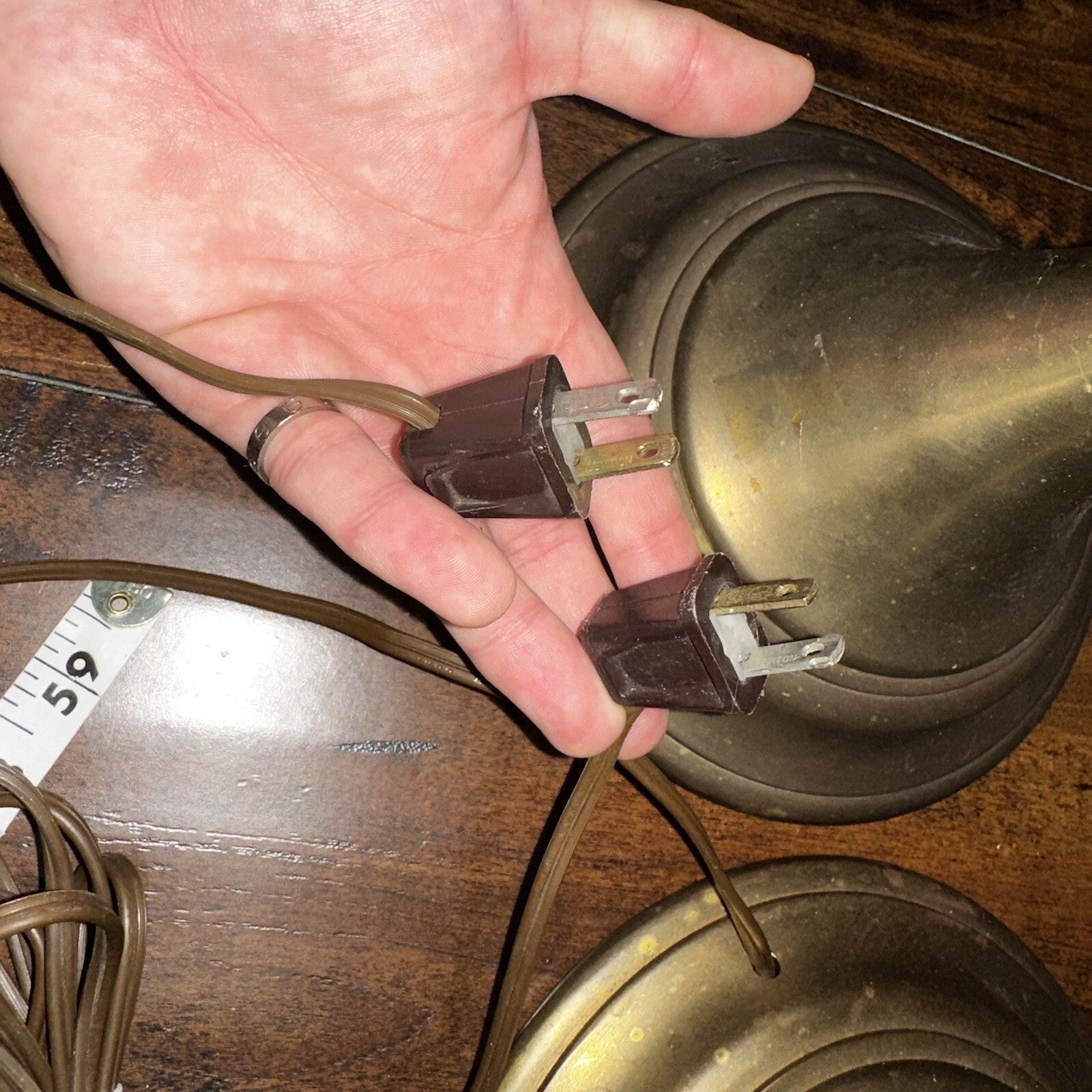 Pair 1986 CHAPMAN Tall Brass Horn Shaped Lamps 1985 Vintage MCM Design Nelson