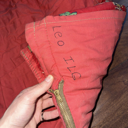 Vtg Sleeping Bag Canvas Red Duffle Bag USA Bell System Talon 1940s 40s 50s WWII