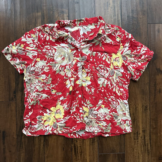 Vintage USA Rockabilly Womens Shirt Button Down Shirt Hawaiian Crazy Print 90s