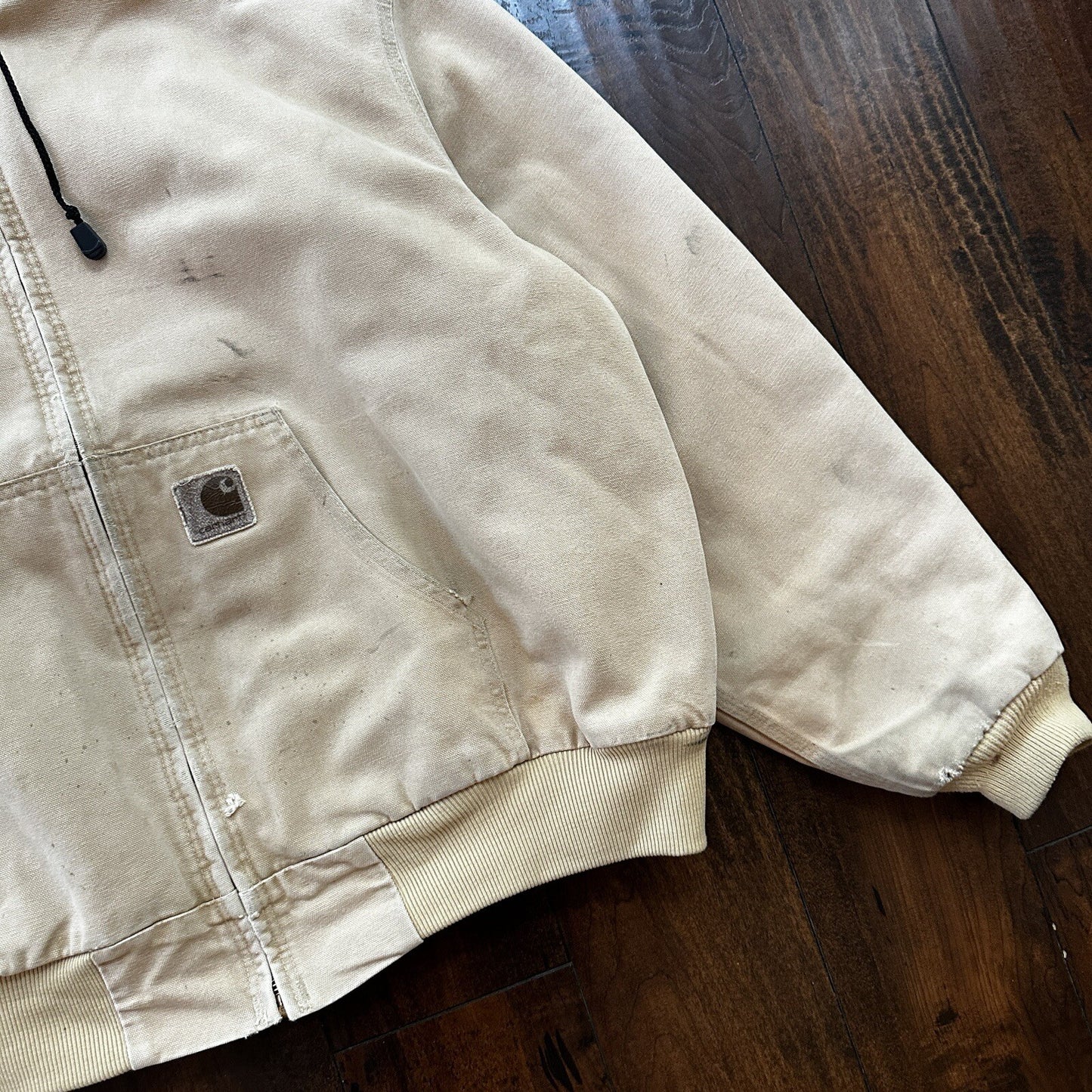 VTG 90s Carhartt Hooded Quilted Lined Tan Duck Canvas Jacket JQ295 2XL