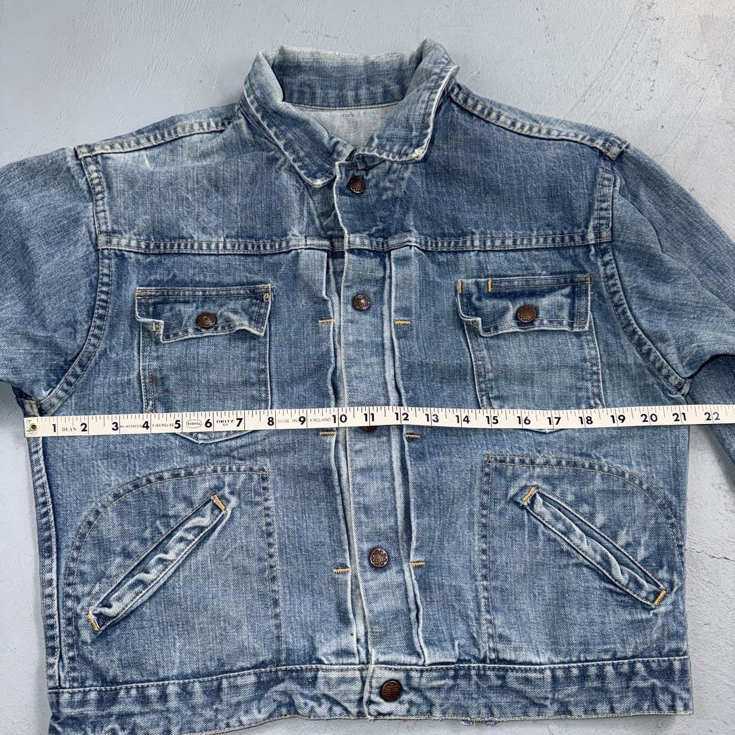 VTG Penneys Ranch Craft Selvedge Denim Jacket Cotton Type 2 Rockabilly 60s