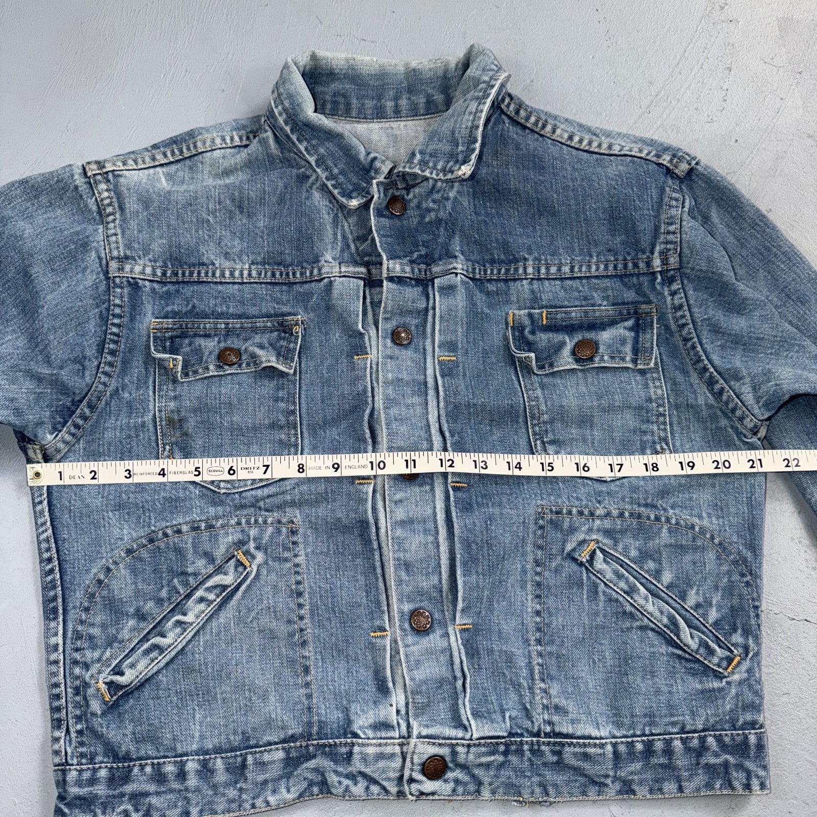 VTG Penneys Ranch Craft Selvedge Denim Jacket Cotton Type 2 Rockabilly 60s