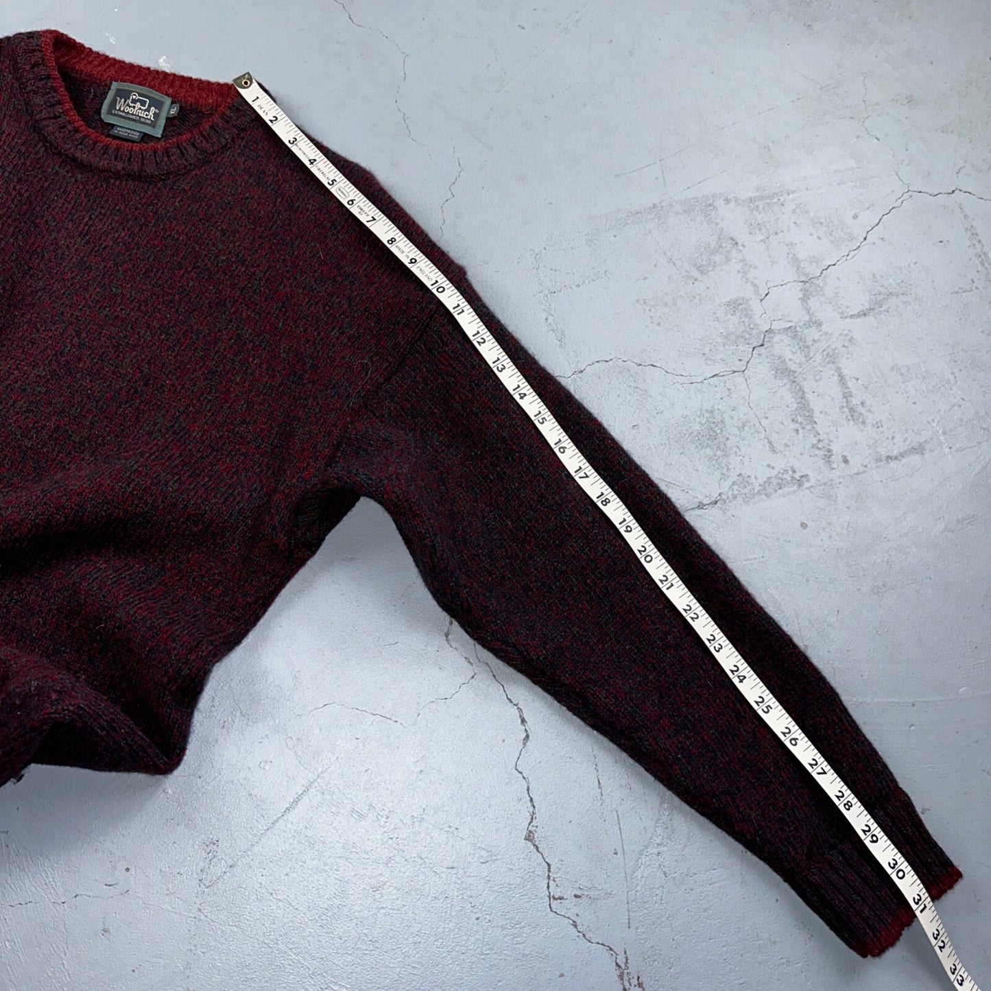 Woolrich Vintage Sweater Men’s XL Red Wool Blend Rag Sweater Chunky Collar 80s