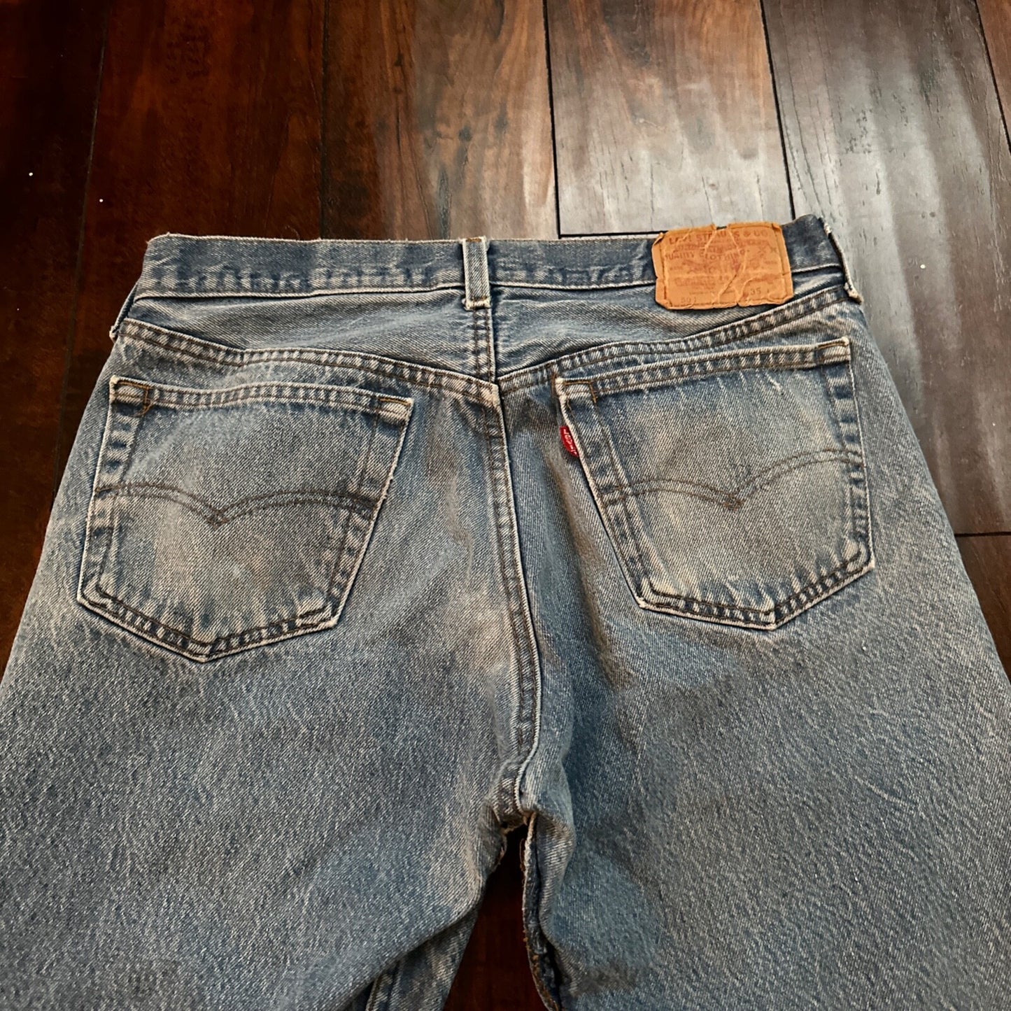 VTG 80s Levis 501 Button Fly 35x32 USA Tag Jeans Straight Wash Blue XX Act 31x31