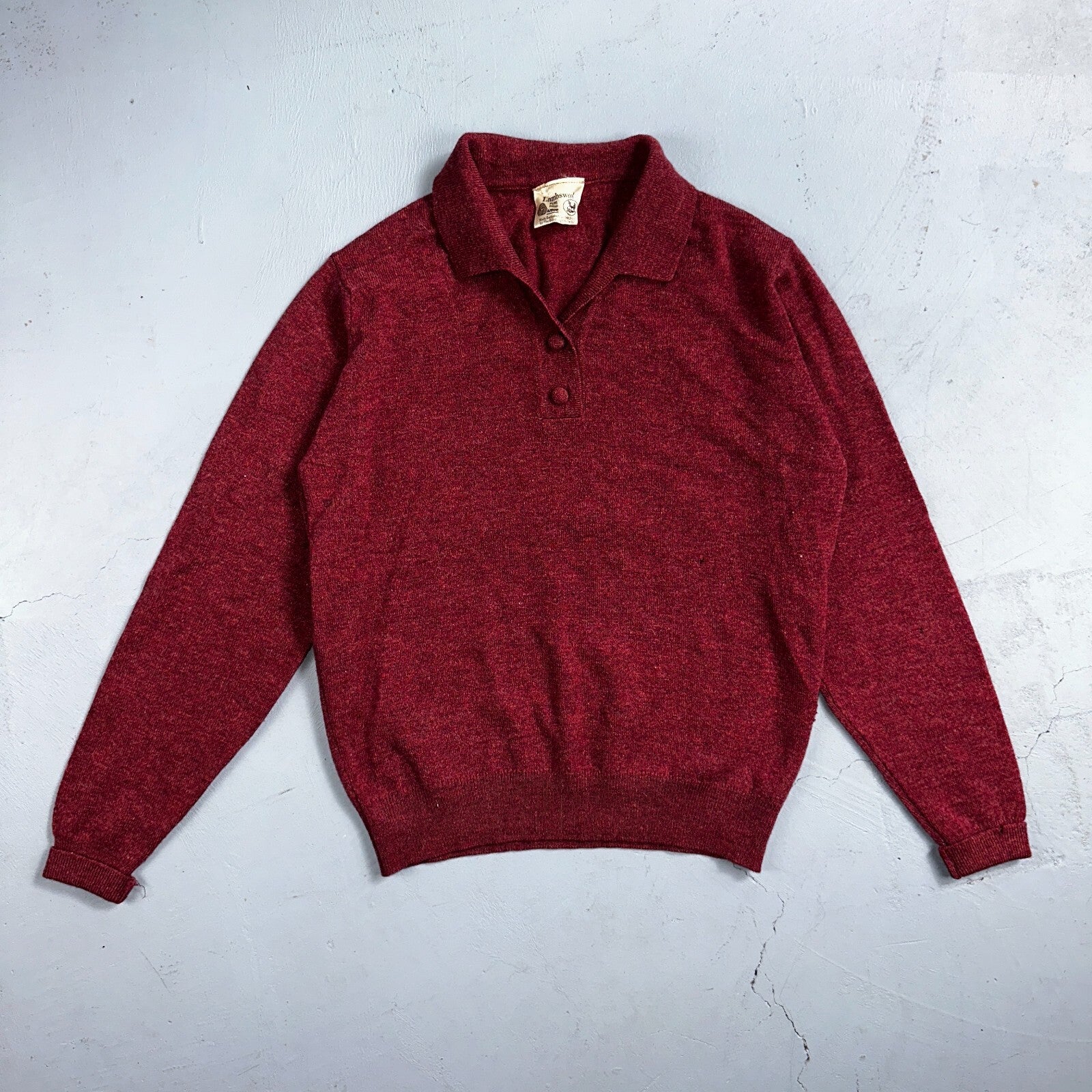 VTG Edinburg Woolen Mill Wool Cardigan Sweater Women’s M 1970s Red Lambswool