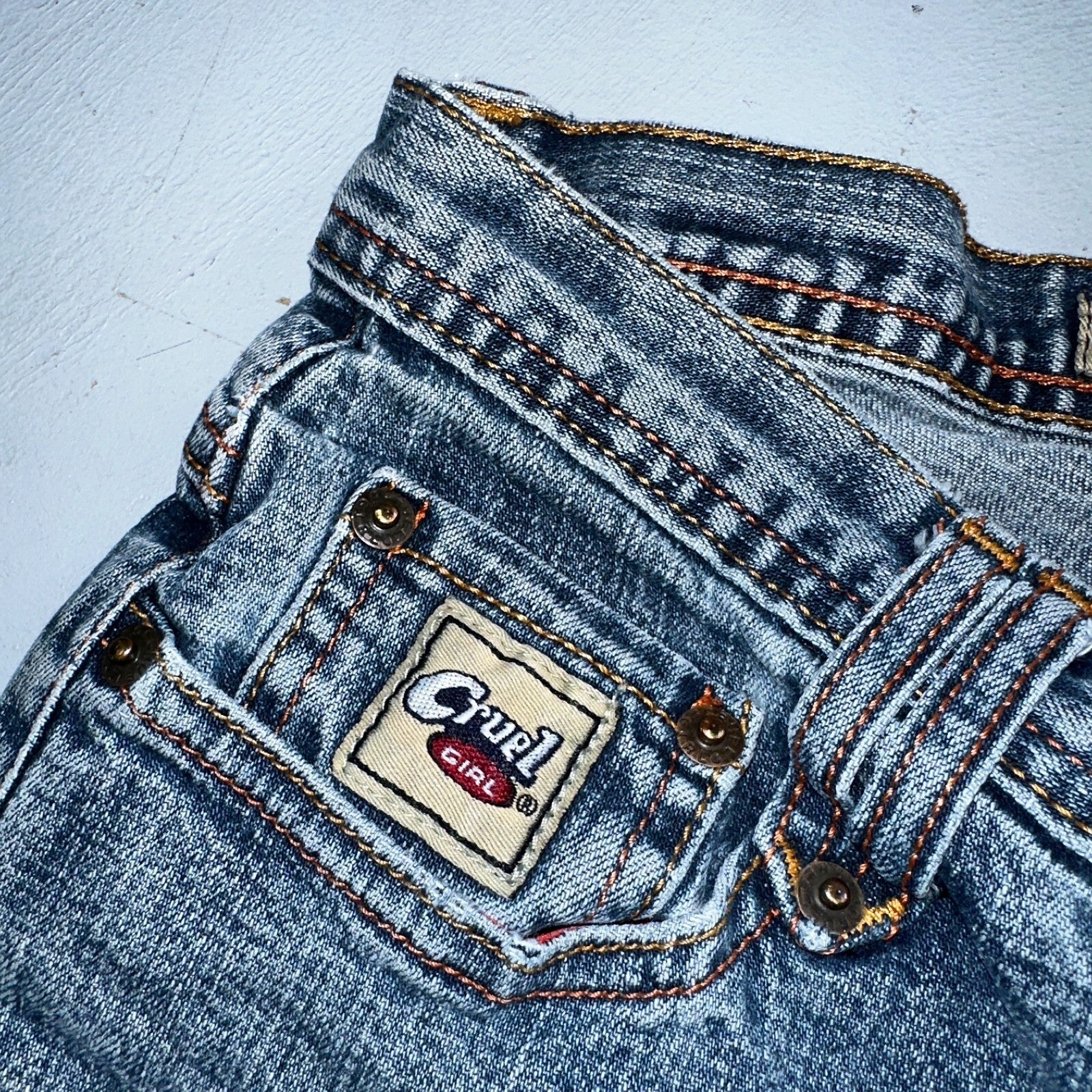 VINTAGE Cruel Girl Jeans Womens 9 Long Regular Low Rise Wide Leg Med Wash Denim