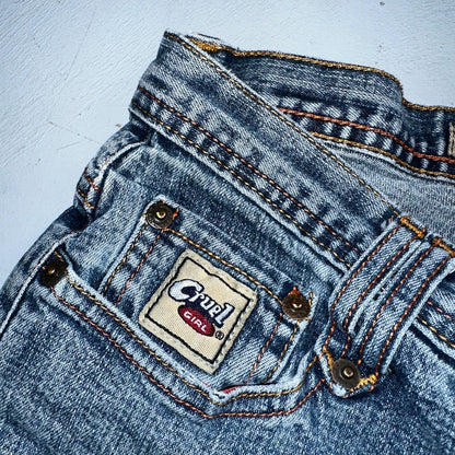 VINTAGE Cruel Girl Jeans Womens 9 Long Regular Low Rise Wide Leg Med Wash Denim