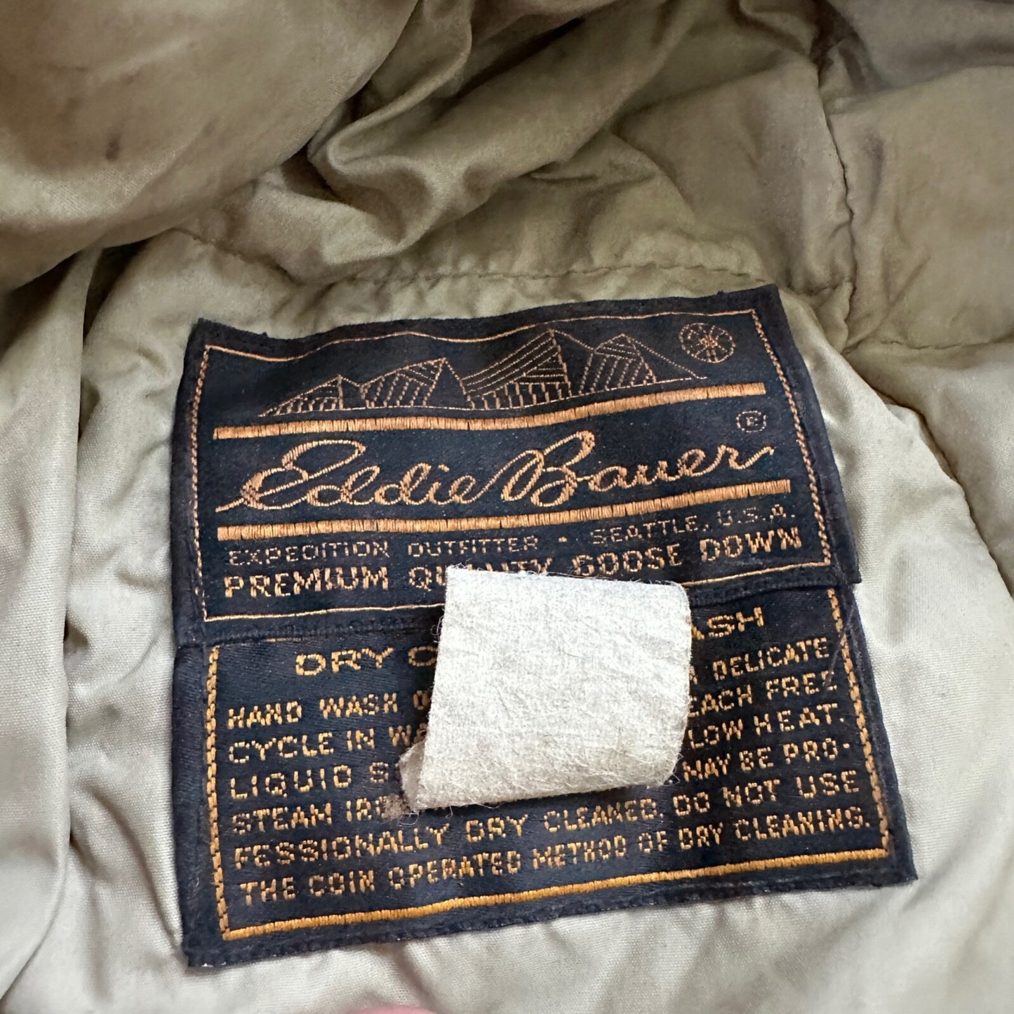 Vintage 1970s 1980s Eddie Bauer Goose Down Puffer Parka Jacket Tan Men's L 70s