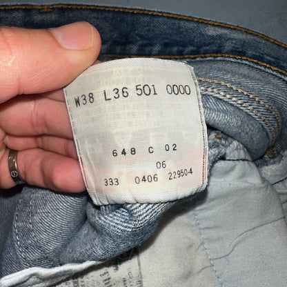 Levis 501 Vintage Y2K 90s XX Straight Leg Jeans Blue Med Wash 38x36 Act 35x31