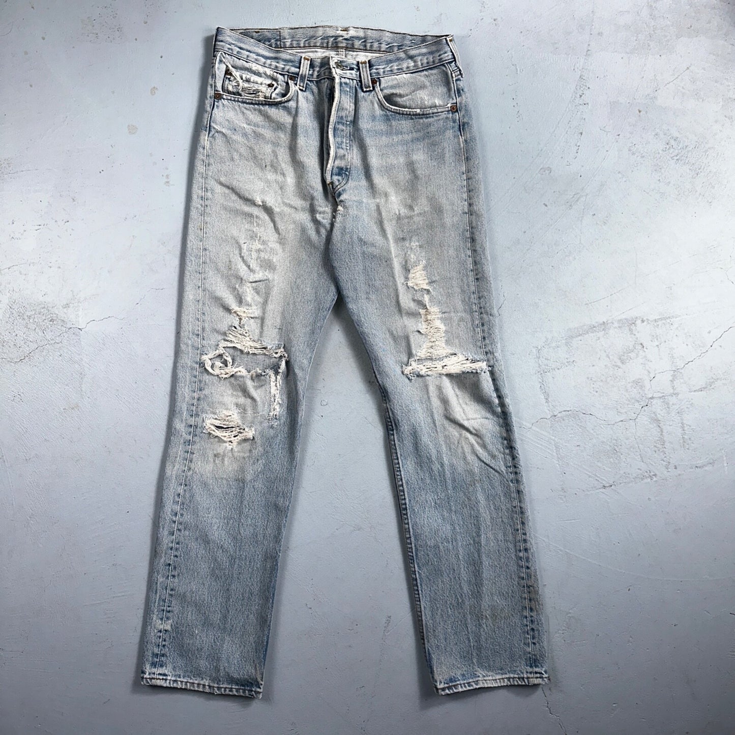 Levis 501 Vintage 80s USA XX 90s Straight Leg Jeans 33x36 Light Wash Act 30x31