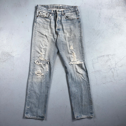 Levis 501 Vintage 80s USA XX 90s Straight Leg Jeans 33x36 Light Wash Act 30x31