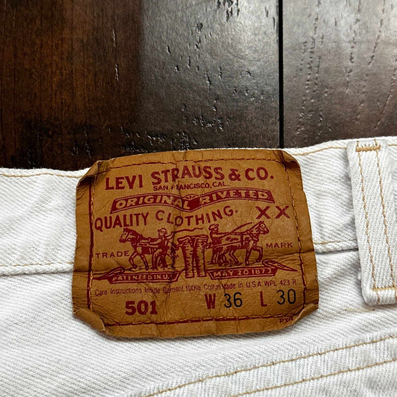 VTG USA Levis 501 Button Fly 90s Tag Jeans 80s 36x30 Act 32x29 Grey Faded White