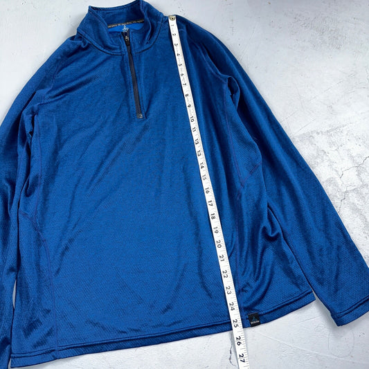 USA Prana Mens S 1/4 Zip Sweater Polyester Blue Outdoors Active Jacket