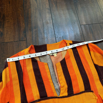 VTG 1960s Rockabilly Womens Dress Summer Skirt 60s 70s Top Orange Mexico Stripe