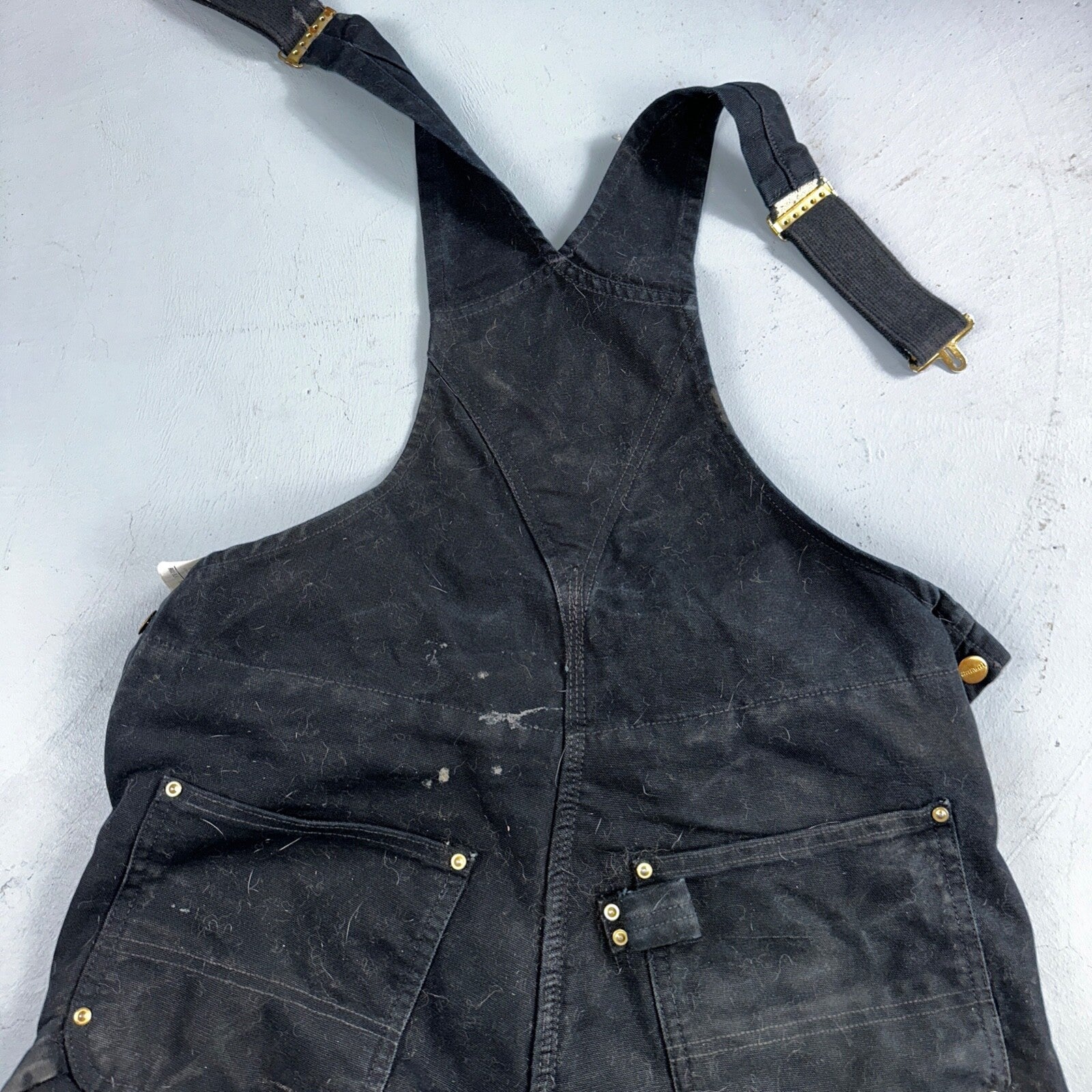 Carhartt Overalls Black Canvas Carpenter Lined R02 BLK USA Made Men’s 34x32