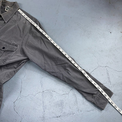 Rugged Wear Joes Jeans Shirt Gray Large Button Up Pockets Workwear Cotton VTG