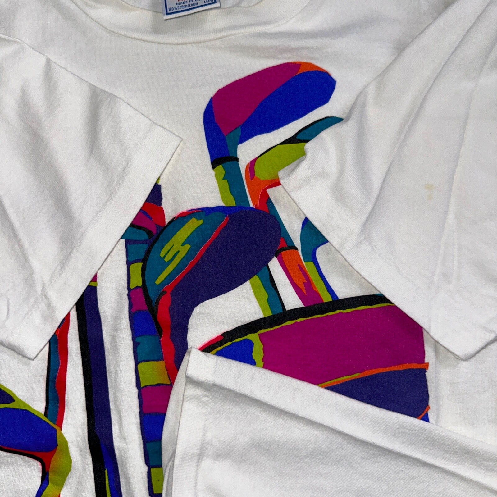 Sunriver Golf Clubs 90s USA VTG T Shirt Colorful Art Picture Graphic Mens Game