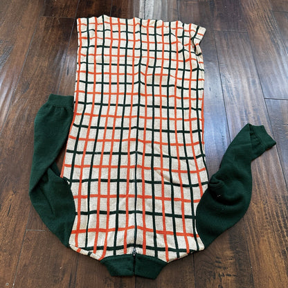Silverworm Vintage Rockabilly Orange Green Dress Sweater 1960s 60s Checker