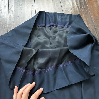 Real Vintage 1940s R & K Original Long Navy Top Button Down Dress Women's 40s