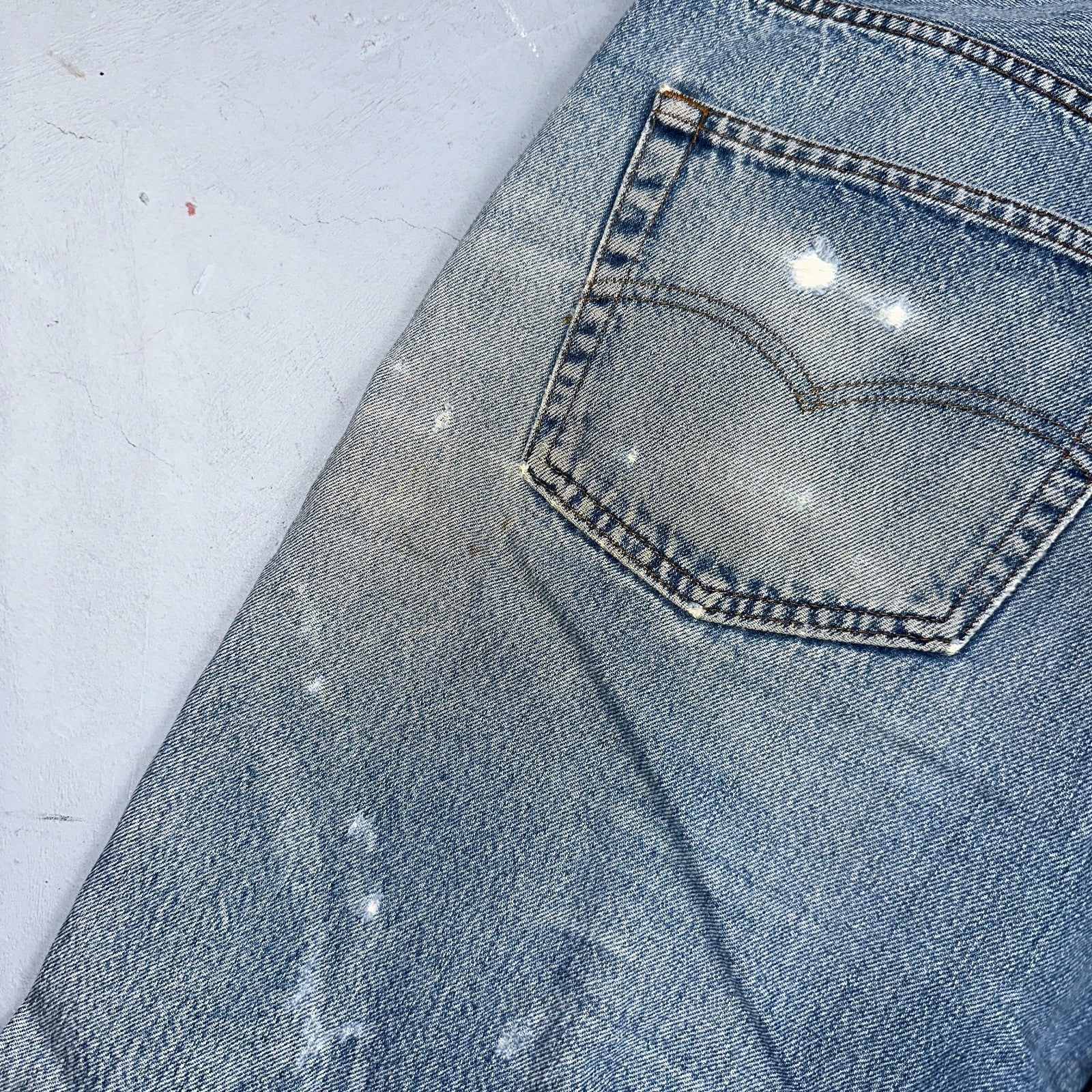 Levis 501 Vintage 80s Redline Selvedge USA XX Jeans Light Wash Worn Act 35x30