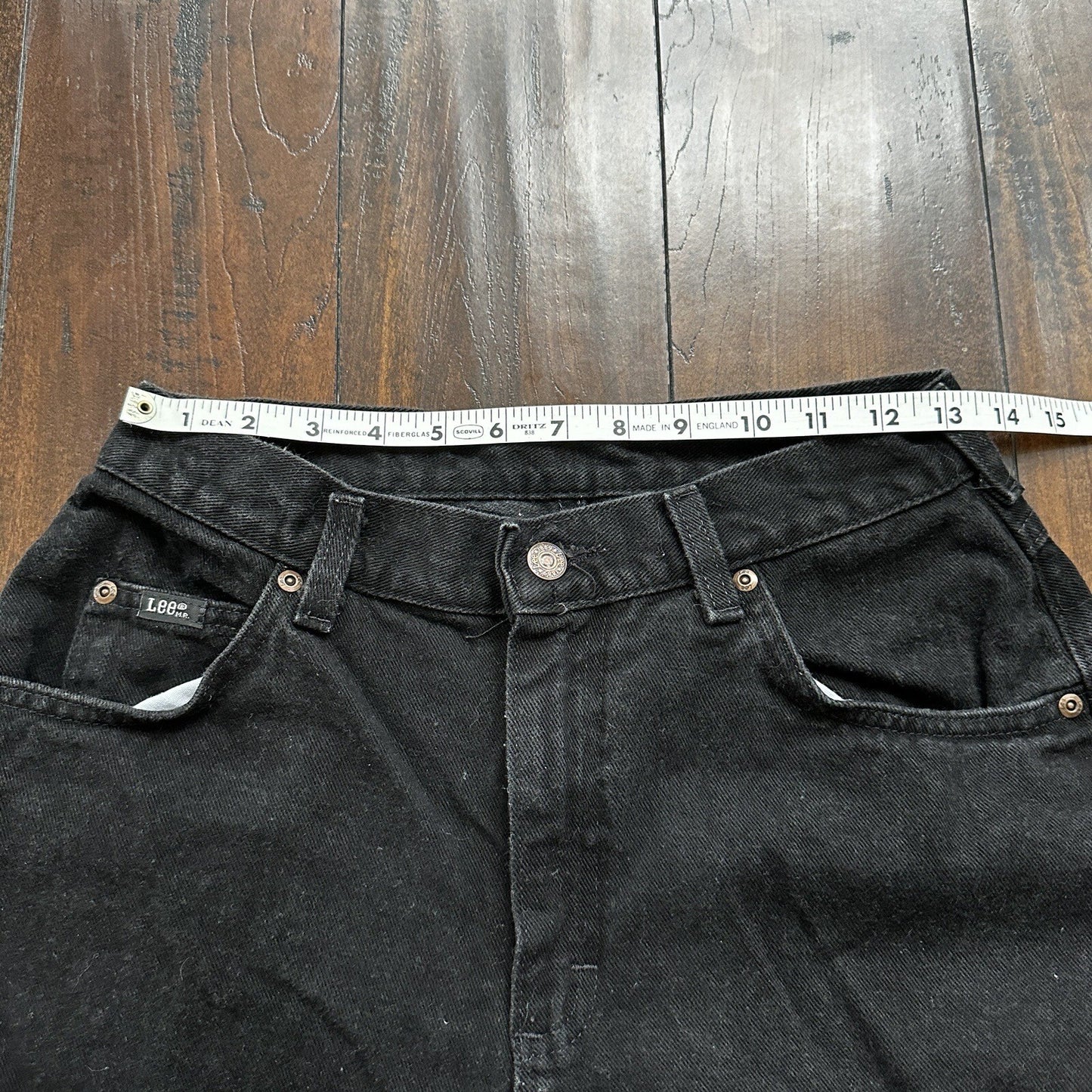 Vintage Lee Original Jeans Women's Long Black High Rise Tapered Capri 26x25 90s