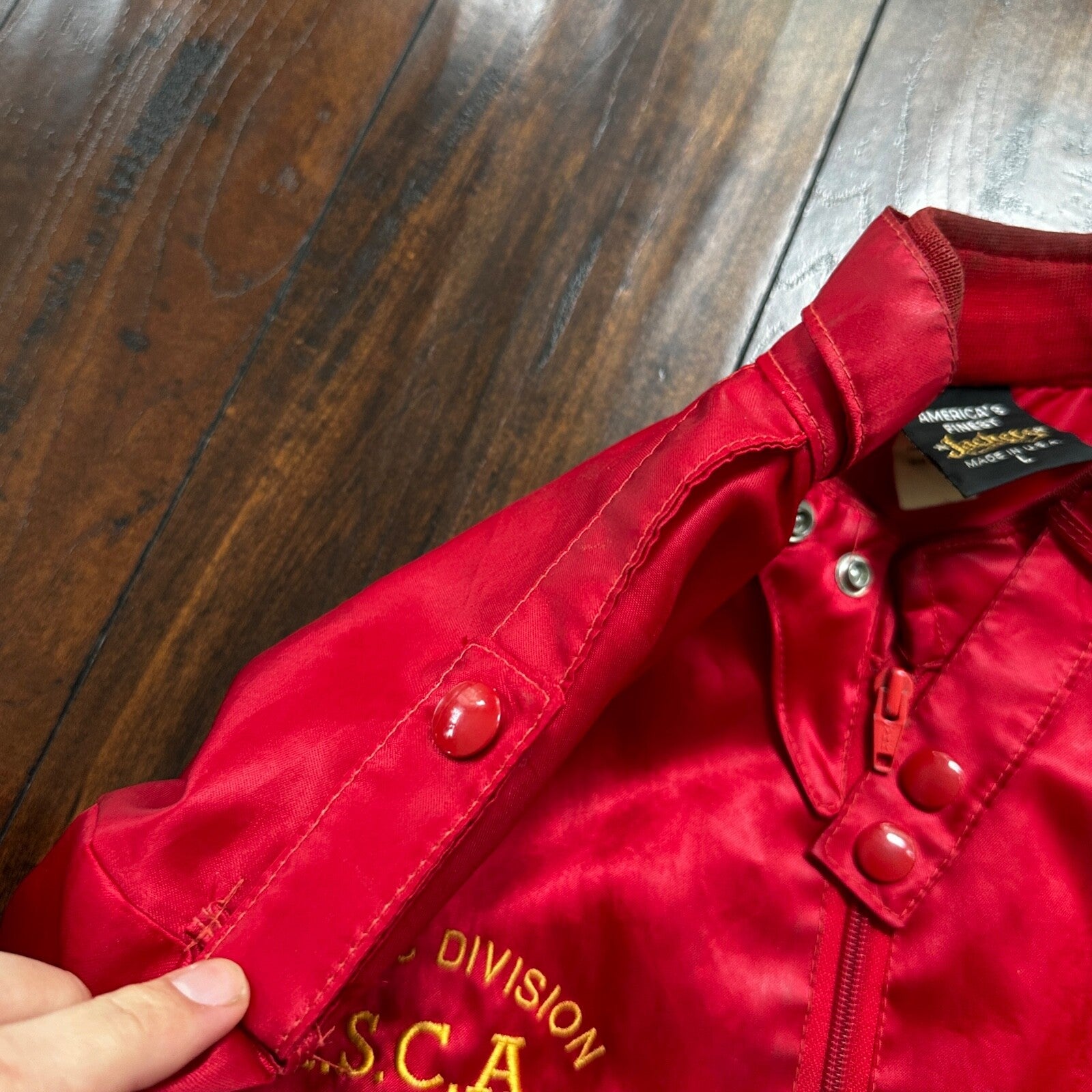 VTG 90s GTX Pacific Divison Satin Bomber Jacket USA Rare 80s ISCA Dale Arnold