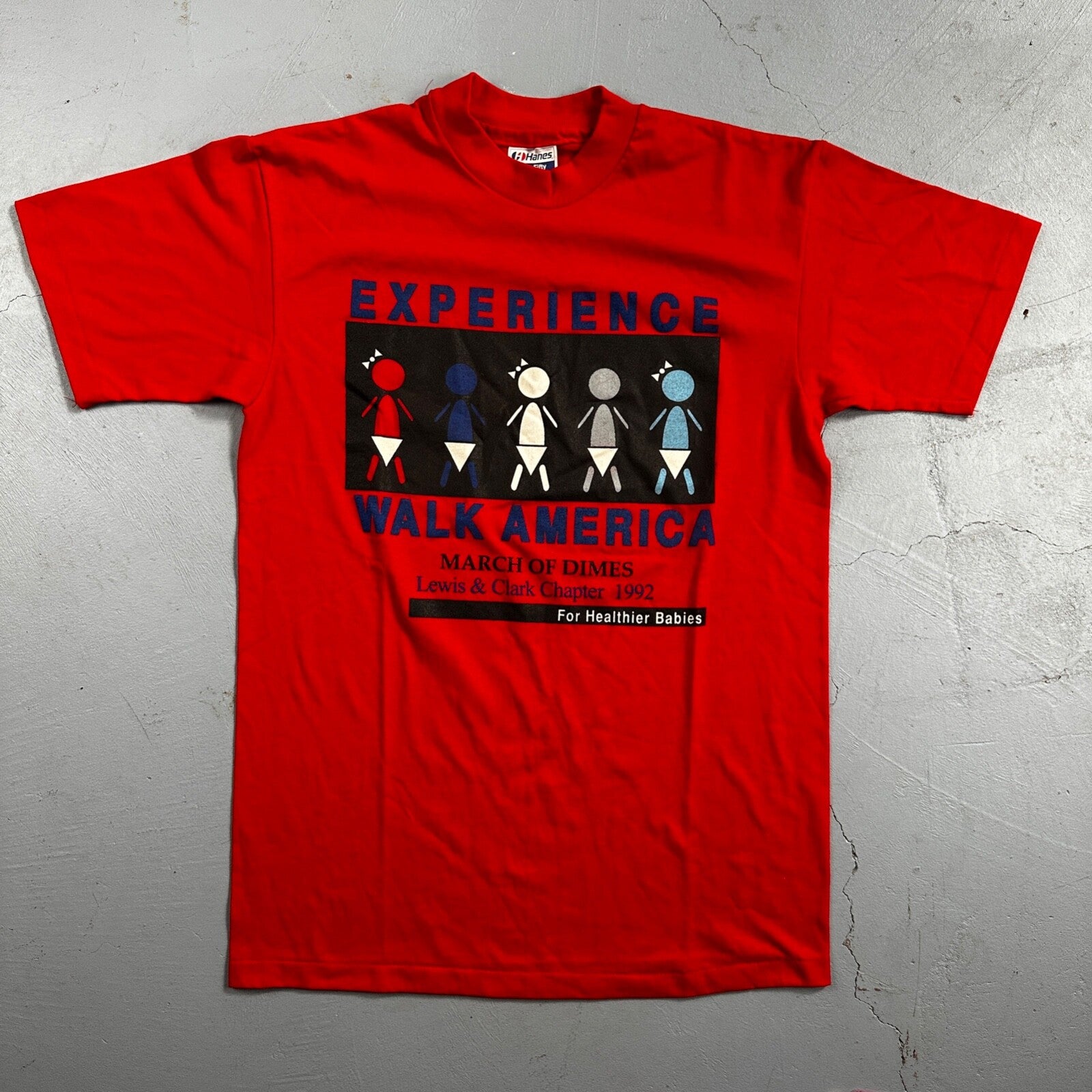 Experience Hanes VTG T Shirt Babies Walk America March Dimes 90s Cool Print