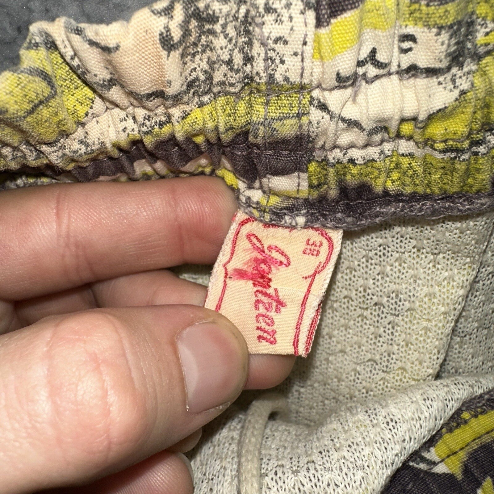 Vtg 40s California Aloha Yellow 50s Swim Trunks Board Shorts Floral Rockabilly